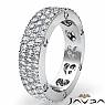 Bezel Pave 3Row Round Diamond Ring Womens Eternity Wedding Band 14k WGold 2.4Ct