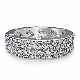 2.4 Ct Diamond Eternity Pave Ring 14k Gold Wedding Band