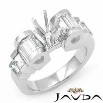 1.19CT Baguette Semi Mount Diamond Engagement Rings 14k W Gold Invisible Setting