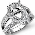 3/4 Ct Round Diamond Pear Semi Mount Engagement 14k W G