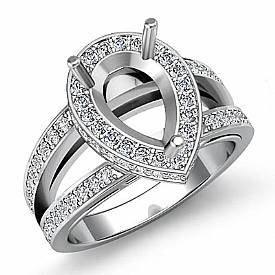 3/4 Ct Round Diamond Pear Semi Mount Engagement 14k W G