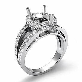3/4 Ct Round Diamond Pear Semi Mount Engagement 14k W G