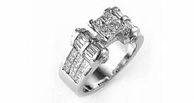 2.60 Ct. Princess & Baguette Diamond Wedding Anniversary Ring
