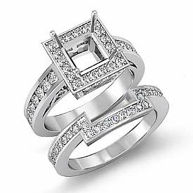 1.4Ct Diamond Engagement Bridal Setting Ring 14k White Gold Princess Semi Mount