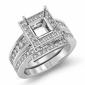 1.4Ct Diamond Engagement Bridal Setting Ring 14k White Gold Princess Semi Mount