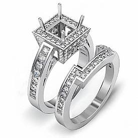 1.4Ct Diamond Engagement Bridal Setting Ring 14k White Gold Princess Semi Mount