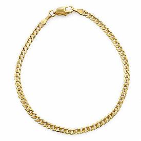 14k Yellow Gold Men Solid Cuban Bracelet (3.7mm GAUGE,7",4.2g)
