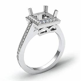 0.50 CT Diamond Engagement Halo Setting Ring Princess Semi Mount 14K White Gold