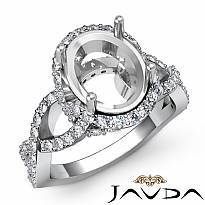 1.10 Ct Diamond Engagement Ring Halo Pave Setting 14k White Gold Oval Semi Mount