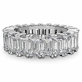 4.5 CT Emerald Cut Diamond Eternity Wedding band W Gold