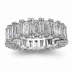 4.5 CT Emerald Cut Diamond Eternity Wedding band W Gold