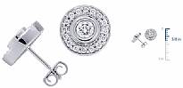 1.10CT Round Diamond Pave Button Earrings in 14k WHite Gold