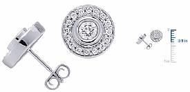 1.10CT Round Diamond Pave Button Earrings in 14k WHite Gold