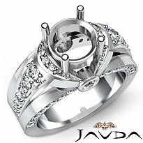 0.9Ct Round Diamond Engagement Ring 14k White Gold Semi Mount Pave Bezel Setting