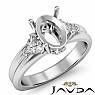 Diamond Engagement Three 3 Stone Trillion Oval Semi Mount Ring 14k W Gold 0.60Ct