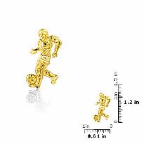 14K Yellow Gold Soccer Ball Player Charm Pendant 2.4g