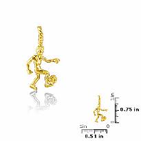 14K Yellow Gold Soccer Ball Player Charm Pendant 1.6g