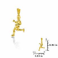 14K Yellow Solid Gold Runner Pendant charm Running 1.6g,