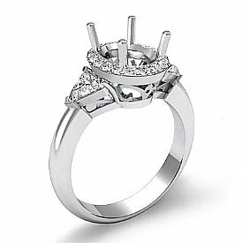 1CT Trillion Diamond Engagement Ring Oval Setting 14k Gold