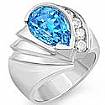 4.1 Ct Pear Cut Blue Tpz Gemstone Diamond Fashion Ring WG
