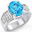 5.20 CT Oval Blue Topaz Gemstone Diamond Fashion Ring WG
