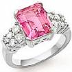 5.25 Ct Emerald Pink Topaz Gemstone Diamond Ring 14k W Gold