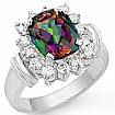 4.10 Ct Rainbow Topaz Gemstone Diamond Ring 14k W Gold