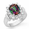4.10 Ct Rainbow Topaz Gemstone Diamond Ring 14k W Gold