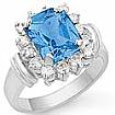 3.45 Ct Blue Topaz Gemstone Diamond Fashion Ring 14k Gold