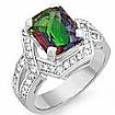 4.95CT Rainbow Topaz & Diamond Fashion Gemstone Ring Gold