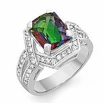 4.95CT Rainbow Topaz & Diamond Fashion Gemstone Ring Gold