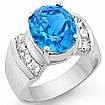 4.6ct Blue Topaz Round Diamond Fashion Women Ring 14k Gold