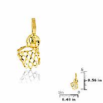 14K Yellow Gold Basketball & Hoop Charm Pendant 1.1g