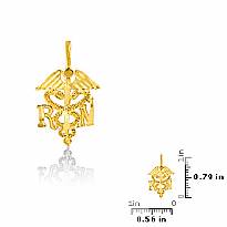 14K Yellow Solid Gold Charm Pendant 1.1g.