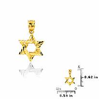 14K Solid Yellow Gold King David Star Charm Pendant 1.1g.