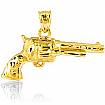 14k Yellow Gold Revolver Pistol Gun Charm Pendant 3.2g.