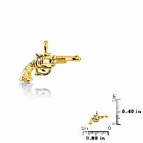 14k Yellow Gold Revolver Pistol Gun Charm Pendant 1.3g.