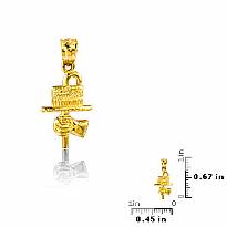 14K Yellow Solid Gold Charm Pendant 1g,