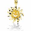 14K Yellow Gold Smiling Sun Charm Sunshine Pendant 1.2g.