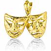 14K Yellow Gold Comedy Drama Mask Charm Pendant 1.8g.