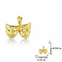 14K Yellow Gold Comedy Drama Mask Charm Pendant 1.8g.