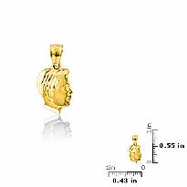 14k Yellow Gold Charm Man Face Pendant 1.3g.