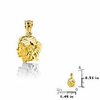 14k Yellow Gold Charm Woman Face Pendant 1.1g.