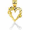 14k Yellow Solid Gold Charm Heart Love Pendant 0.9g