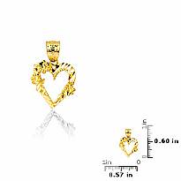 14k Yellow Solid Gold Charm Heart Love Pendant 0.9g