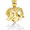 14k Yellow Gold Heart Love Birds Charm Pendant 1.1g.