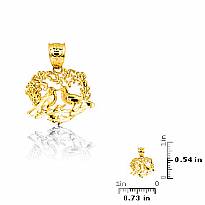 14k Yellow Gold Heart Love Birds Charm Pendant 1.1g.