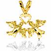 14k Yellow Gold Charm Heart Love Birds Pendant 0.7g.
