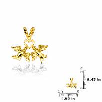 14k Yellow Gold Charm Heart Love Birds Pendant 0.7g.