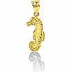 14K Yellow Gold Seahorse Charm Pendant 1.6g.